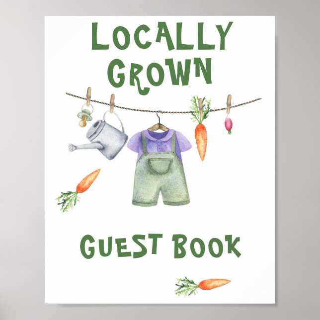 Poster livre de visitas para chá de bebê no mercado de ag (Frente)