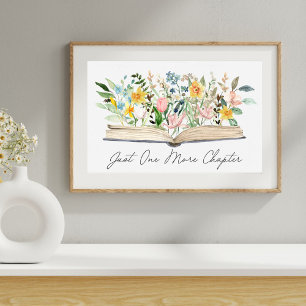 Poster Livro Aberto por Aquarela com Flores Estética Flor