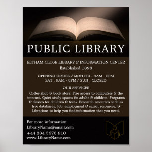 Poster Livro Aberto, Publicidade de Biblioteca