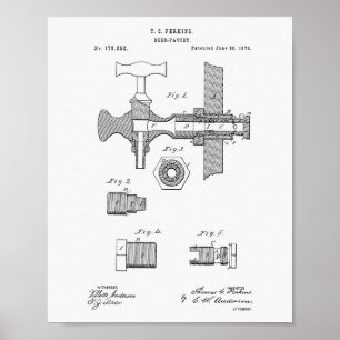 Póster Livro Branco Beer Faucet 1876 sobre as patentes