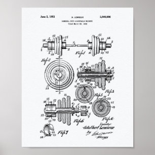 Póster Livro Branco da arte da patente do Dumbbell 1953