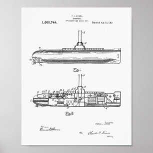 Poster Livro Branco da arte da patente do submarino 1919