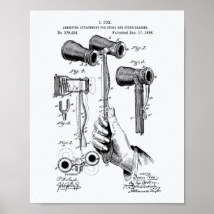 Póster Livro Branco da arte da patente dos vidros de