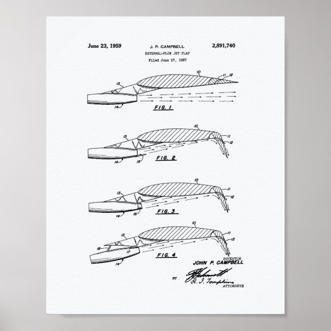 Póster Livro Branco sobre a arte patenteada Flow Jet Flap (Frente)