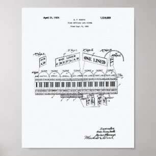 Póster Livro Branco sobre o Piano Keyboard 1925