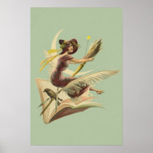 Póster Livro da Lua da Feiticeira Broom Crescent Raven