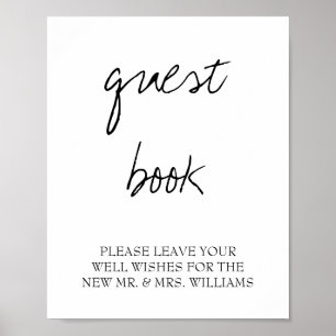Poster Livro de Assinaturas de Casamento com Caligrafia B