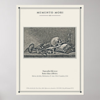 Poster Livro de Caveira e Lâmpada a Óleo Vanitas Gravura
