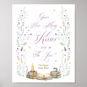Poster Livro de Chuveiro de Noiva Adivinhe Quantos Beijos