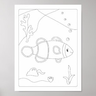 Poster Livro de Coloração de Antistresse de Peixe Pequeno