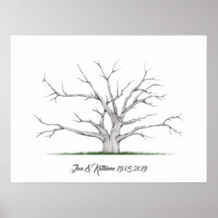 Poster Livro de Convidado de Casamento de Árvore de Impre
