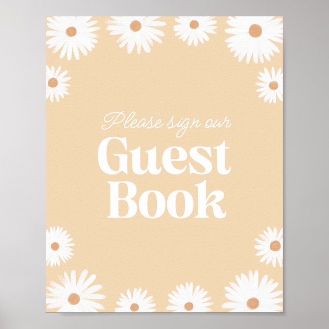 Poster Livro de Convidado do Chá de fraldas Floral Boho D (Frente)