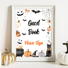 Poster " Livro de convidados " Boo Black Cat Halloween Si