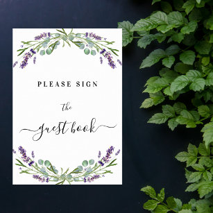 Poster livro de convidados com sinal de eucalipto violeta