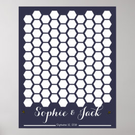 Póster livro de convidados de casamento de abelhas honeyc