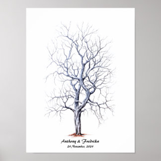 Poster Livro de Convidados de Casamento de Árvore Impress