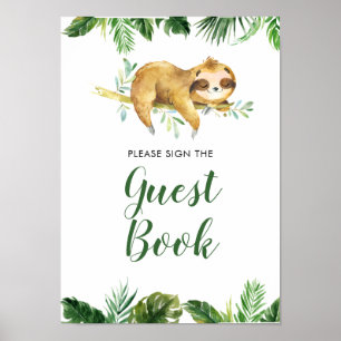 Poster Livro de convidados do Chá de fraldas Tropical Boy