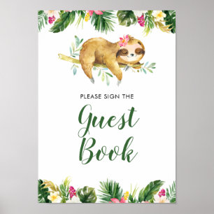 Poster Livro de Convidados do Chá de fraldas Tropical Gir