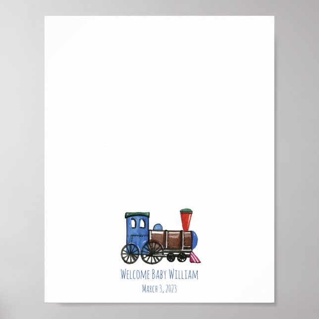 Poster Livro de Convidados do Comboio de Brinquedo Azul (Frente)