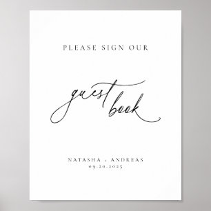 Poster Livro de Convidados Minimalista do Chic Contemporâ