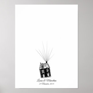 Poster Livro de Convidados Rustic Cottage Fingerprint Wed
