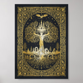 Poster Livro de Histórias de Artista de Folha de Ouro de