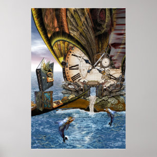 Poster Livro de histórias do Dragão Steampunk