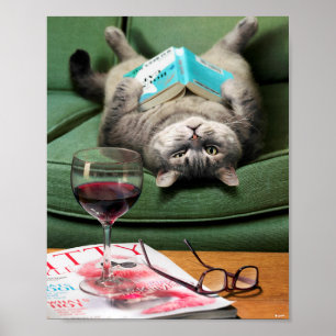 Poster Livro de Leitura de Gato para Baixo
