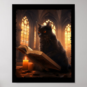 Poster Livro de Leitura de Gato Preto Retroativo, Vintage