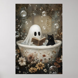 Poster Livro de Leitura Fantasma e Gato Preto Toma Banhei