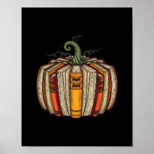 Poster Livro de Outono Abóbora Halloween Ação de Graças L