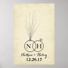 Poster Livro de Presença de Casamento com Polegar de Balã