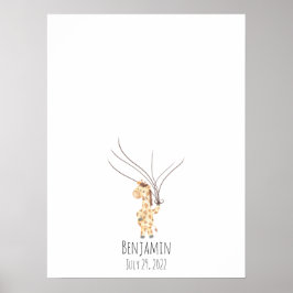 Poster Livro de Presenças da Pegada do Bebê Girafa
