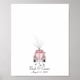 Poster Livro de Presenças de Polegar de Carro de Casament
