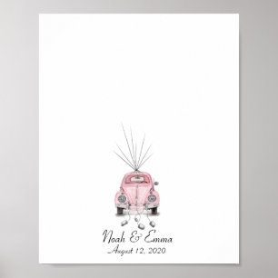 Poster Livro de Presenças de Polegar de Carro de Casament