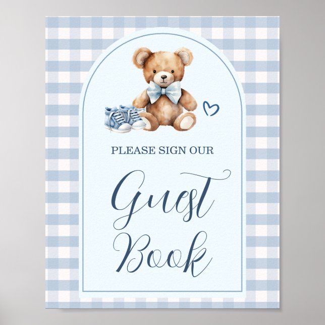 Poster Livro de Presenças para Chás de Bebê Ursinho Bebê  (Frente)