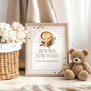 Poster Livro de Tema de Café para Chá de Bebê Baby is Bre
