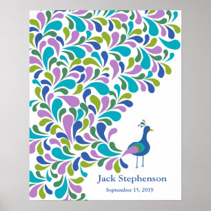 Poster Livro de visitas alternativo para chá de bebê pavã