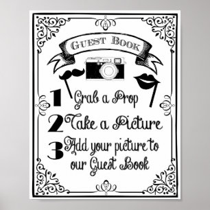 Póster livro de visitas CABINE DE FOTOS para casamento ou