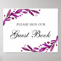 Livro de Visitas. Casamento floral de roxo de Aqua