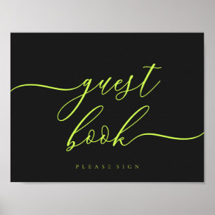 Poster Livro de Visitas Cyber Lime Jet Black Assinatura S