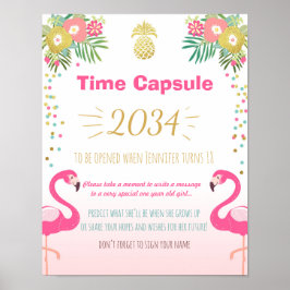 Póster Livro de visitas de aniversário do Flamingo Cápsul