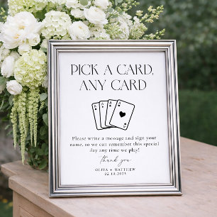 Poster Livro de Visitas de Cartas de Baralho Casamento