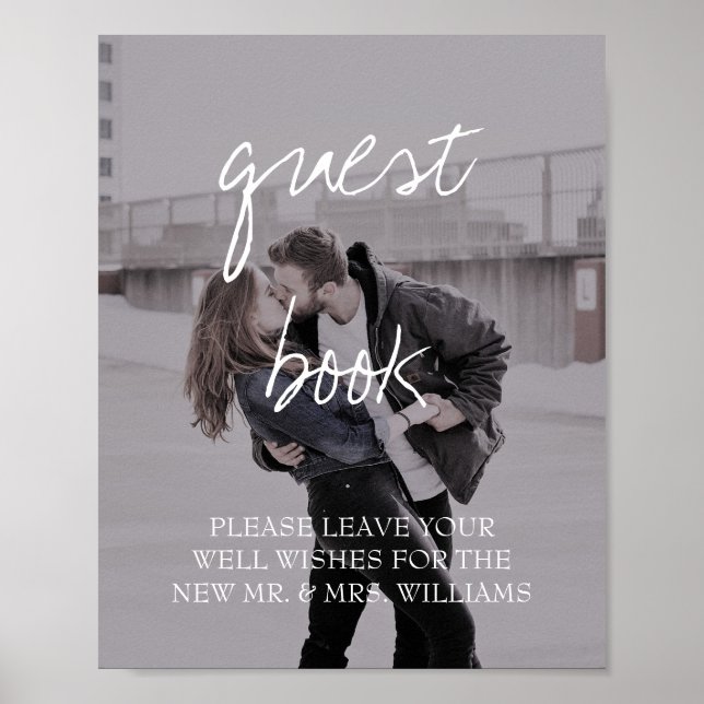 Poster Livro de Visitas de Casamento com Fotografia Calig (Frente)
