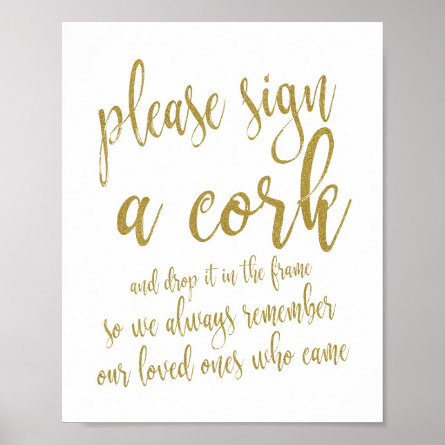 Poster Livro de Visitas de Casamento com Rolha de Vinho e (Frente)