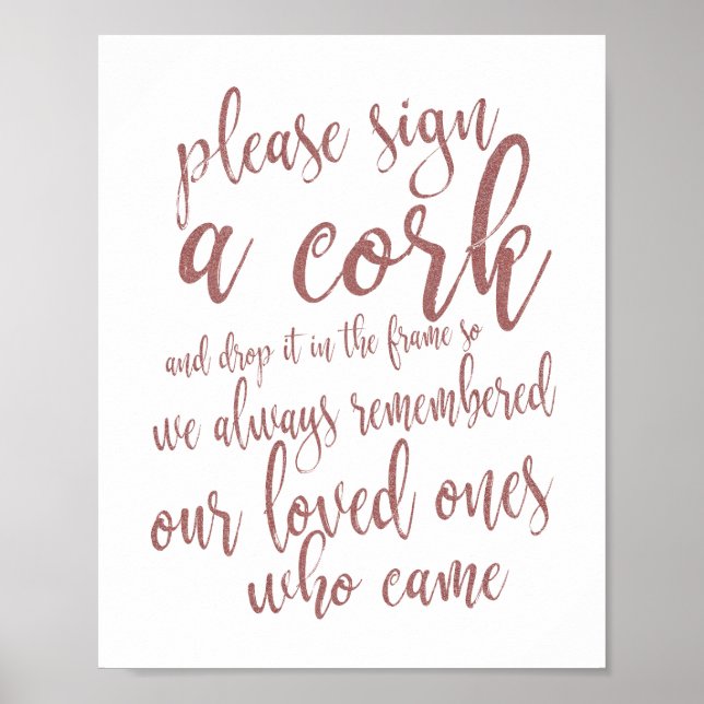 Poster Livro de Visitas de Casamento com Rolha de Vinho S (Frente)