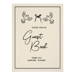 Póster Livro de Visitas de Casamento Minimalista Oliva e 