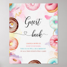 Livro de visitas de chá de bebê em aquarela Donut 