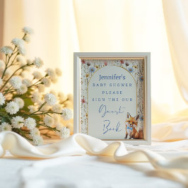 Poster Livro de Visitas de Churrasco de Bebê Floresta da 