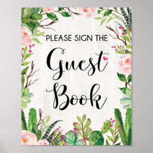 Poster Livro de Visitas de Festa Aniversário de Bebê Chá 